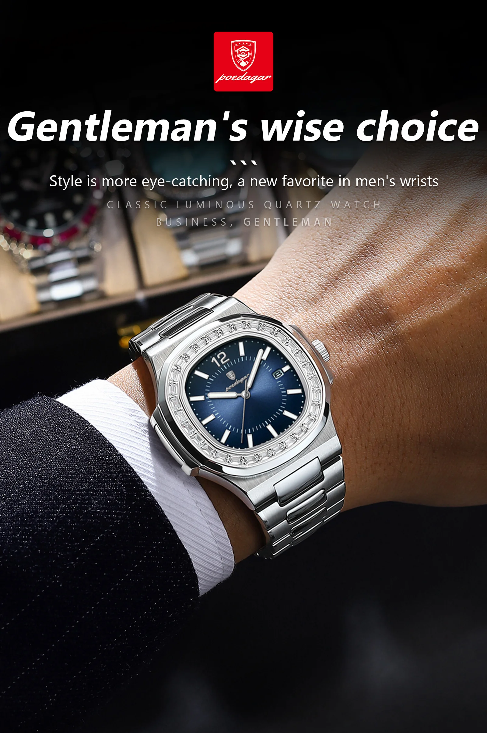 POEDAGAR 918 Quartz Analog Watch information.