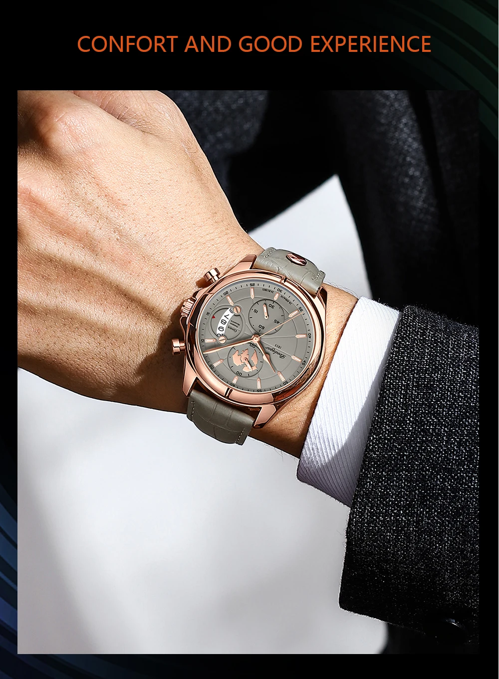 POEDAGAR 989 Quartz Chronograph Watch information.