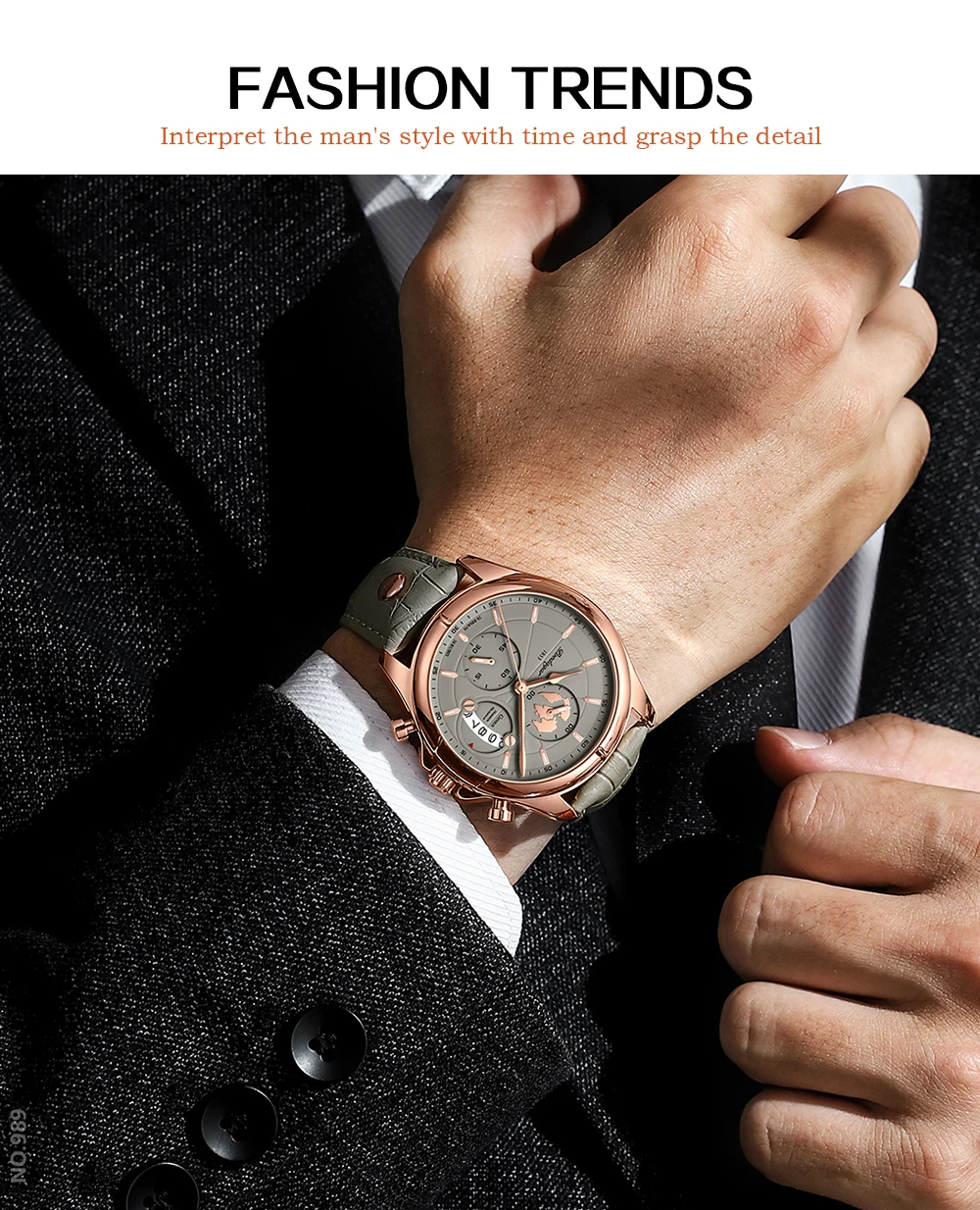 POEDAGAR 989 Quartz Chronograph Watch information.