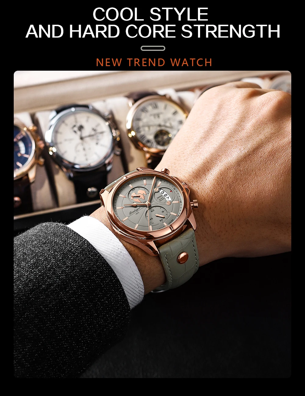 POEDAGAR 989 Quartz Chronograph Watch information.