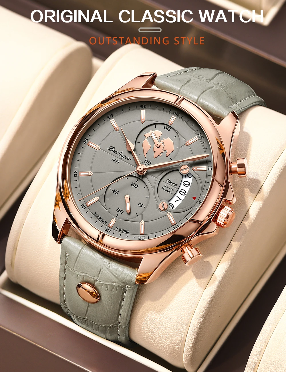 POEDAGAR 989 Quartz Chronograph Watch information.