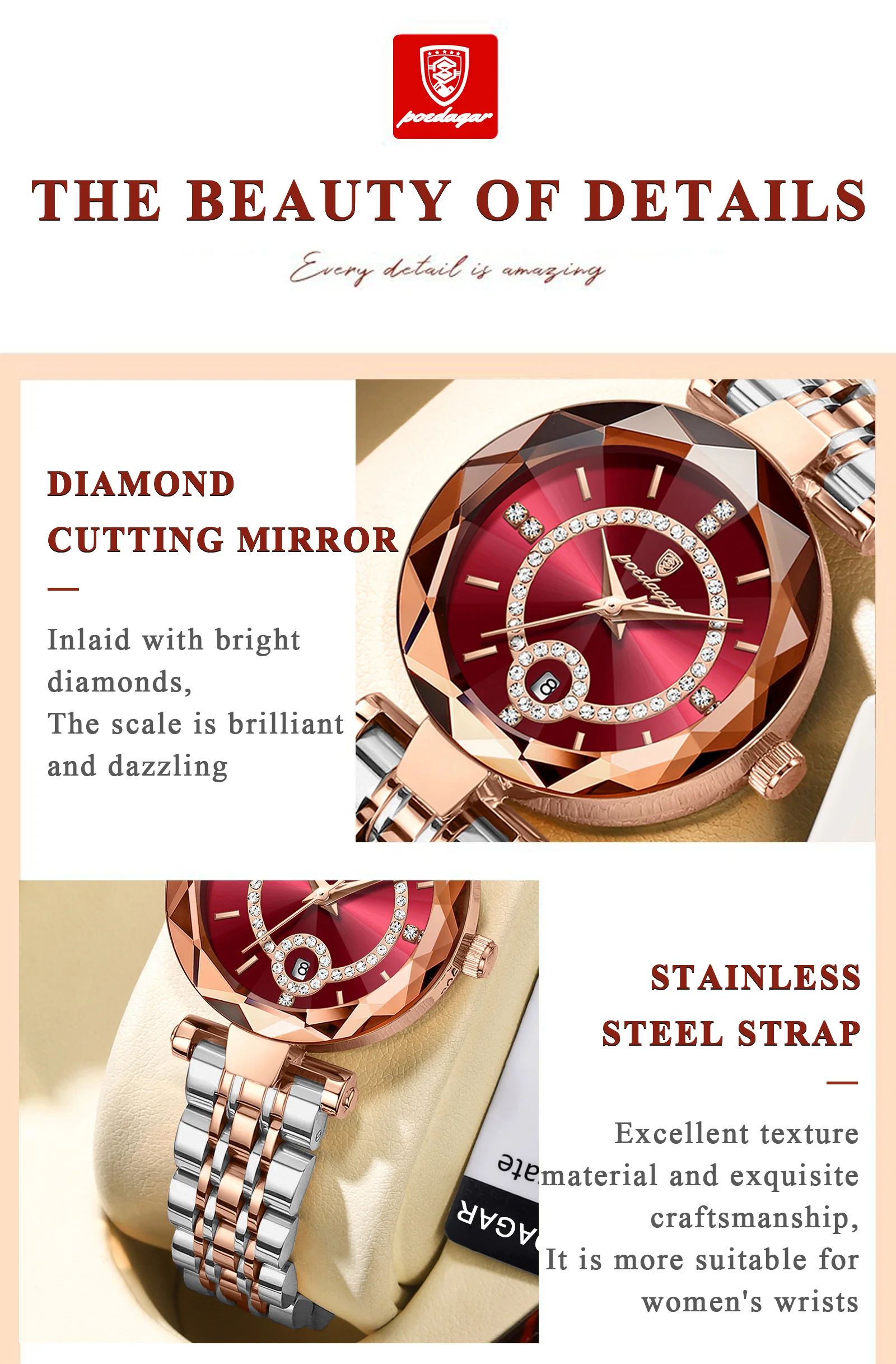 POEDAGAR 726 Quartz Analog Watch information.