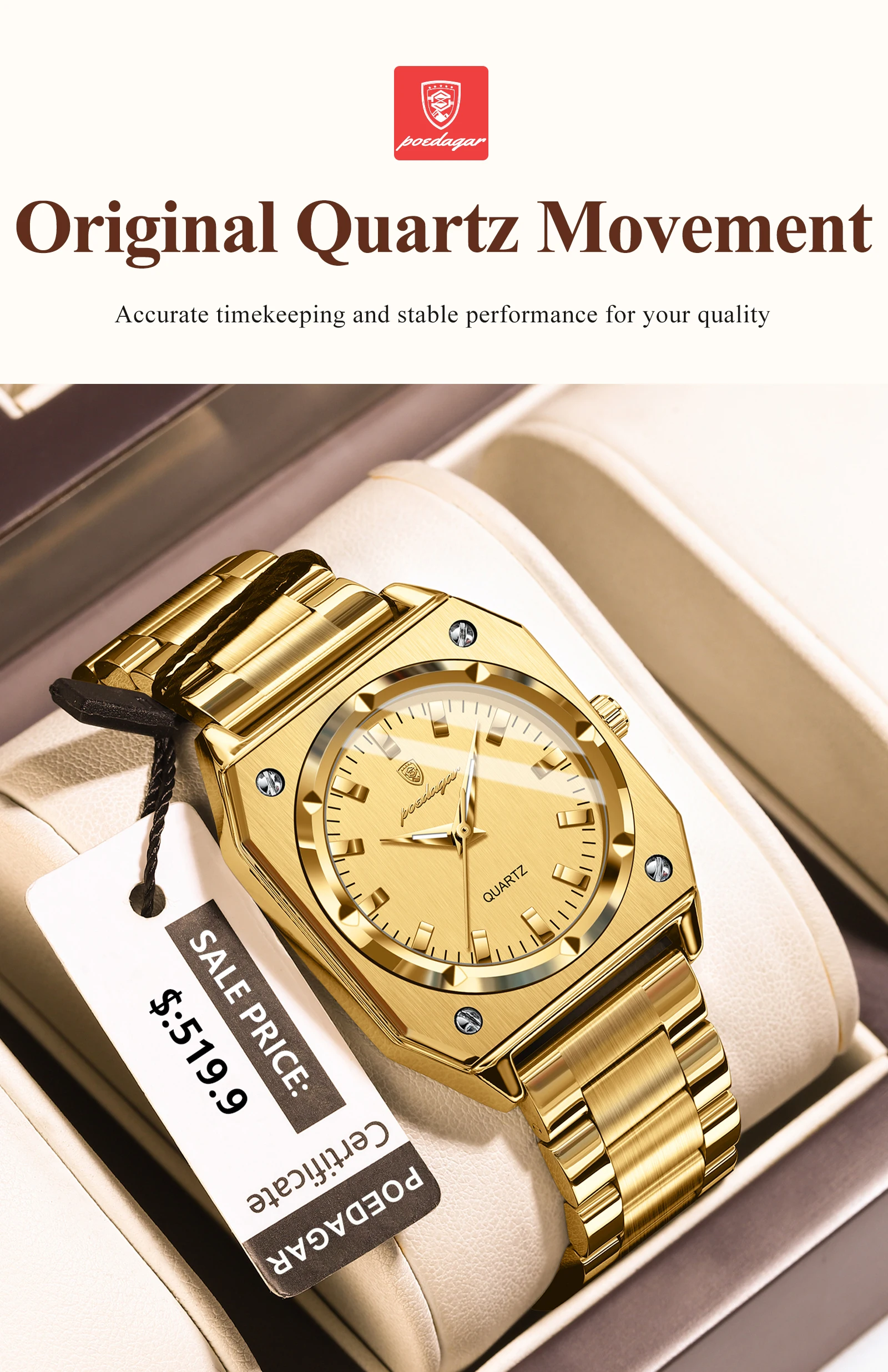 POEDAGAR 788 Quartz Analog Watch information.