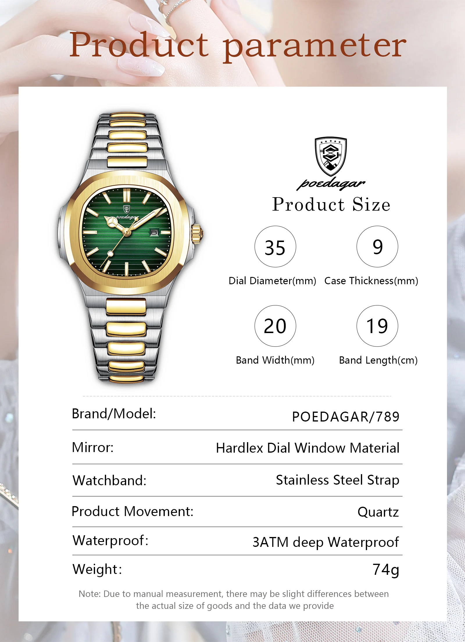 POEDAGAR 789 Quartz Analog Watch information.