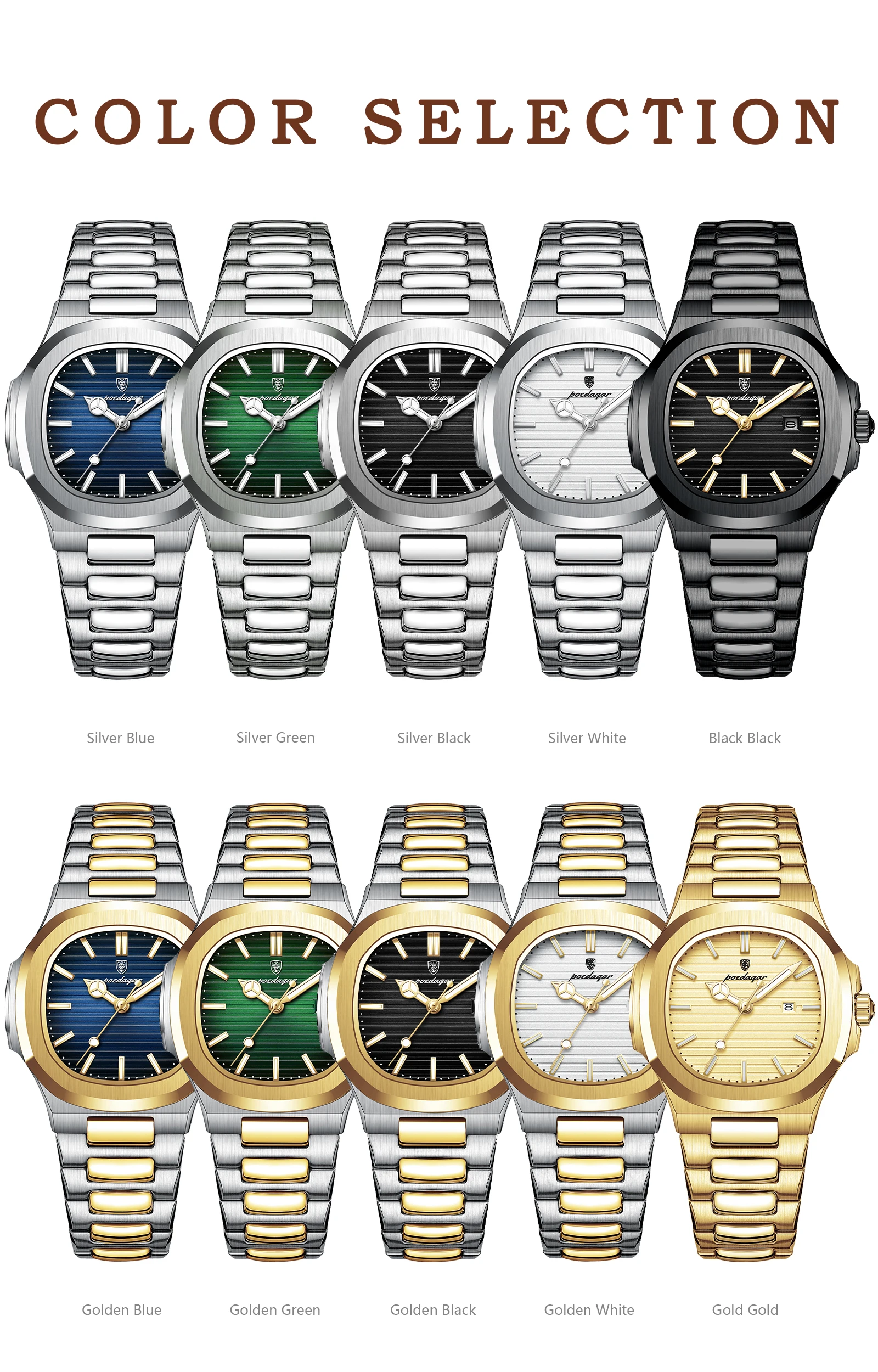 POEDAGAR 789 Quartz Analog Watch information.