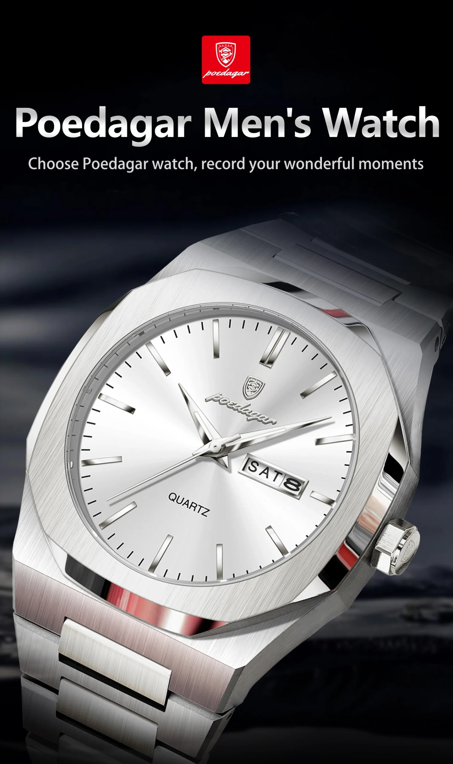 POEDAGAR 825 Quartz Analog Watch information.