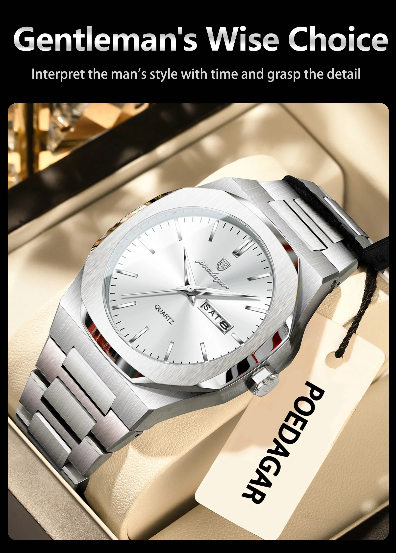 POEDAGAR 825 Quartz Analog Watch information.