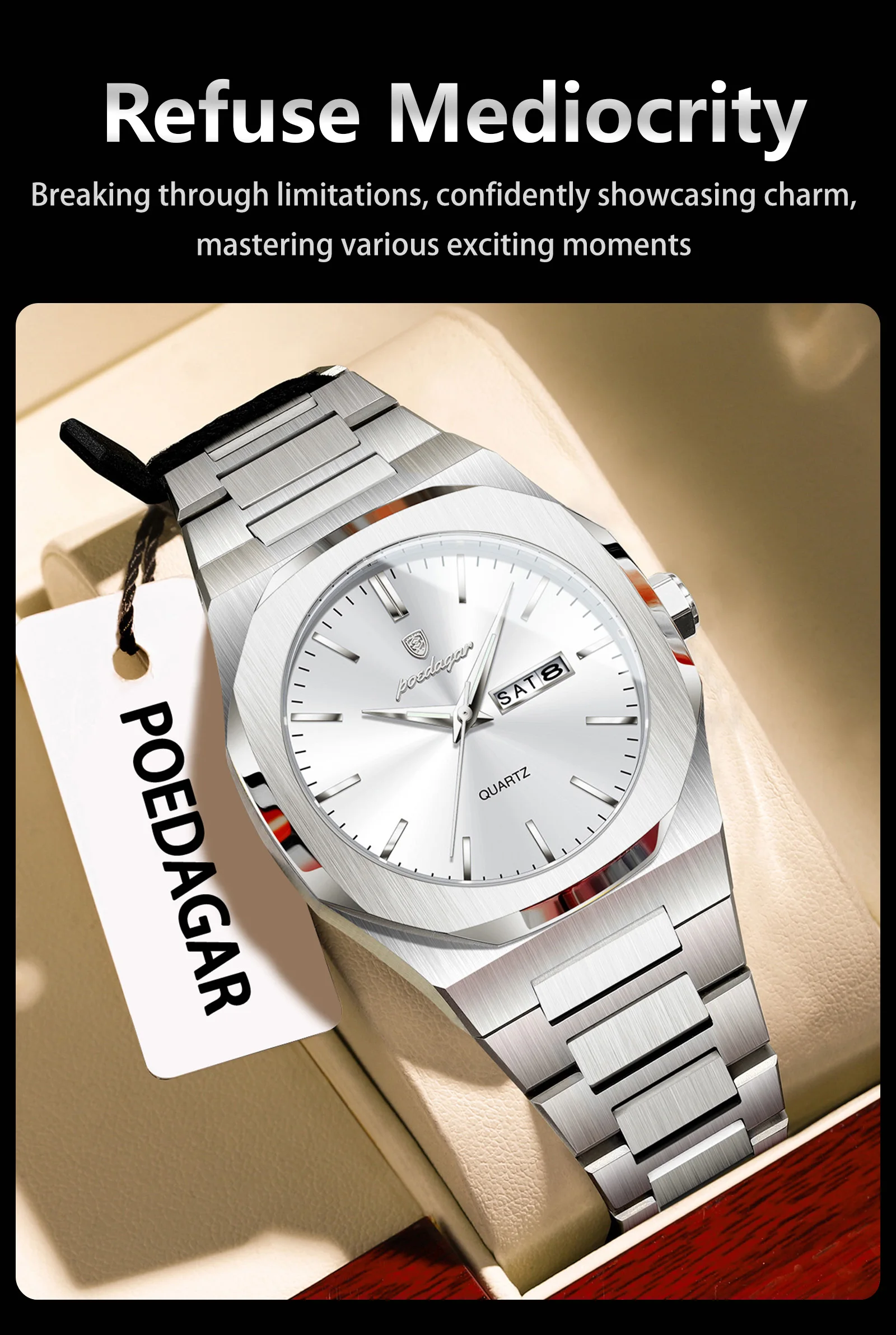 POEDAGAR 825 Quartz Analog Watch information.
