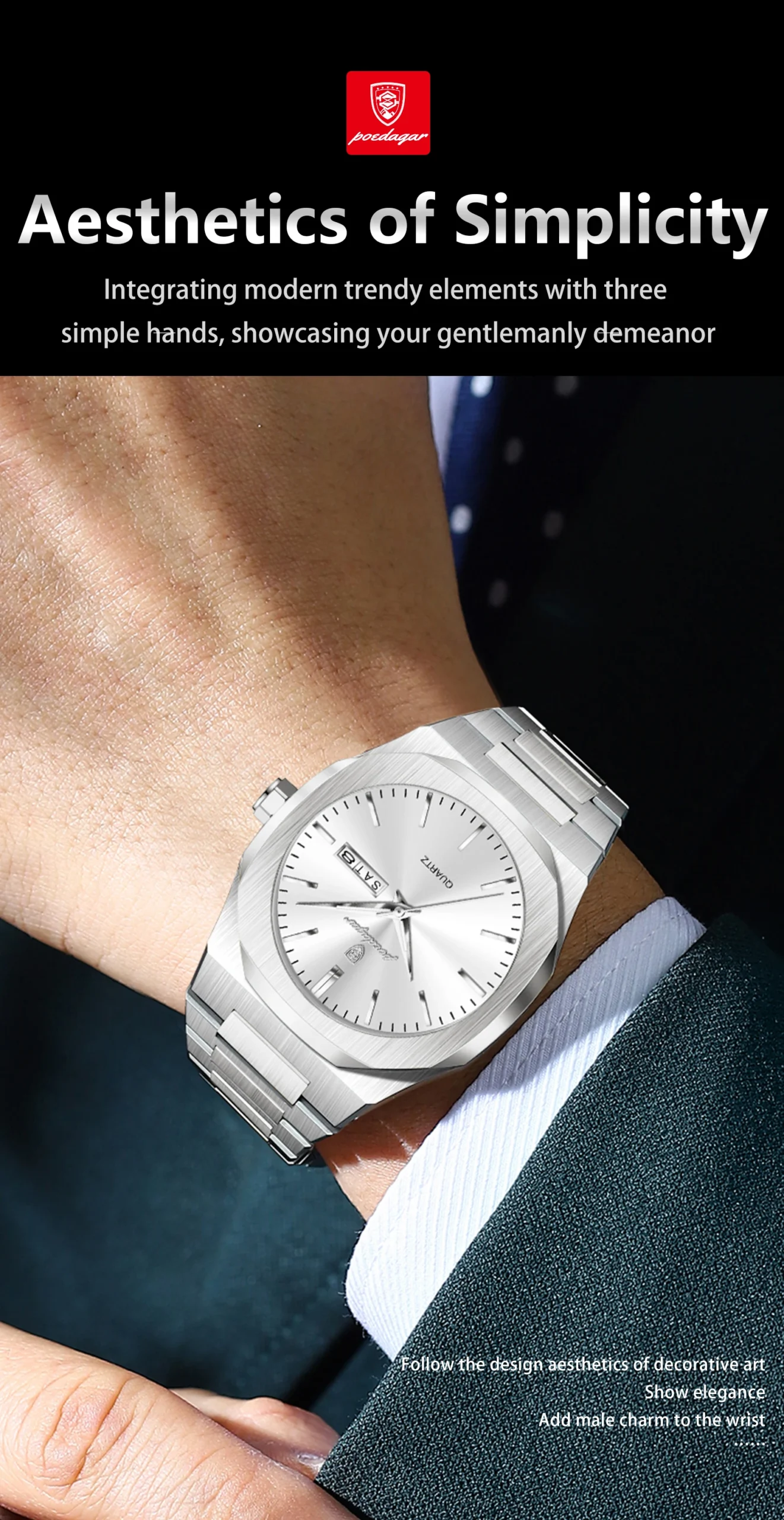 POEDAGAR 825 Quartz Analog Watch information.