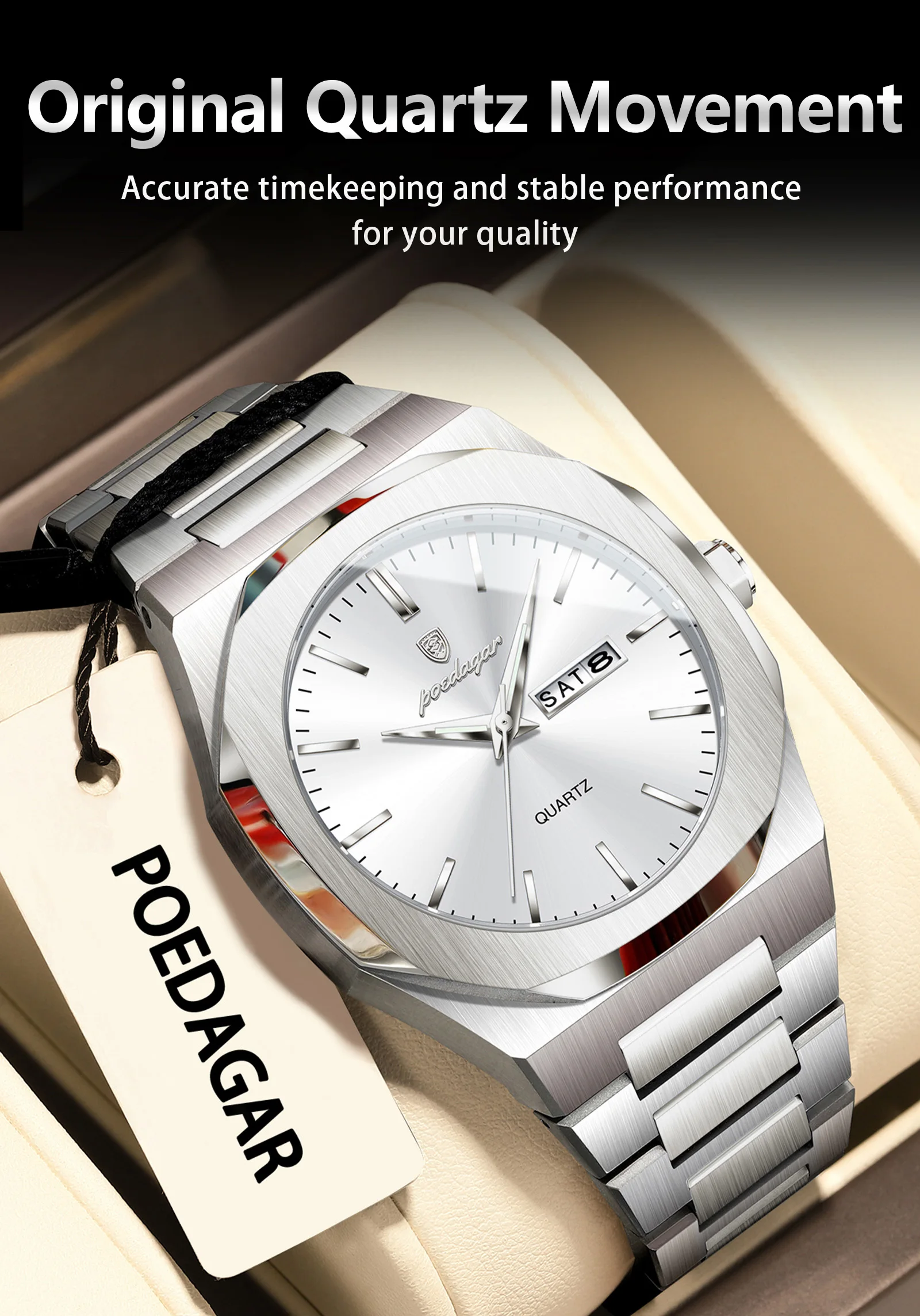 POEDAGAR 825 Quartz Analog Watch information.