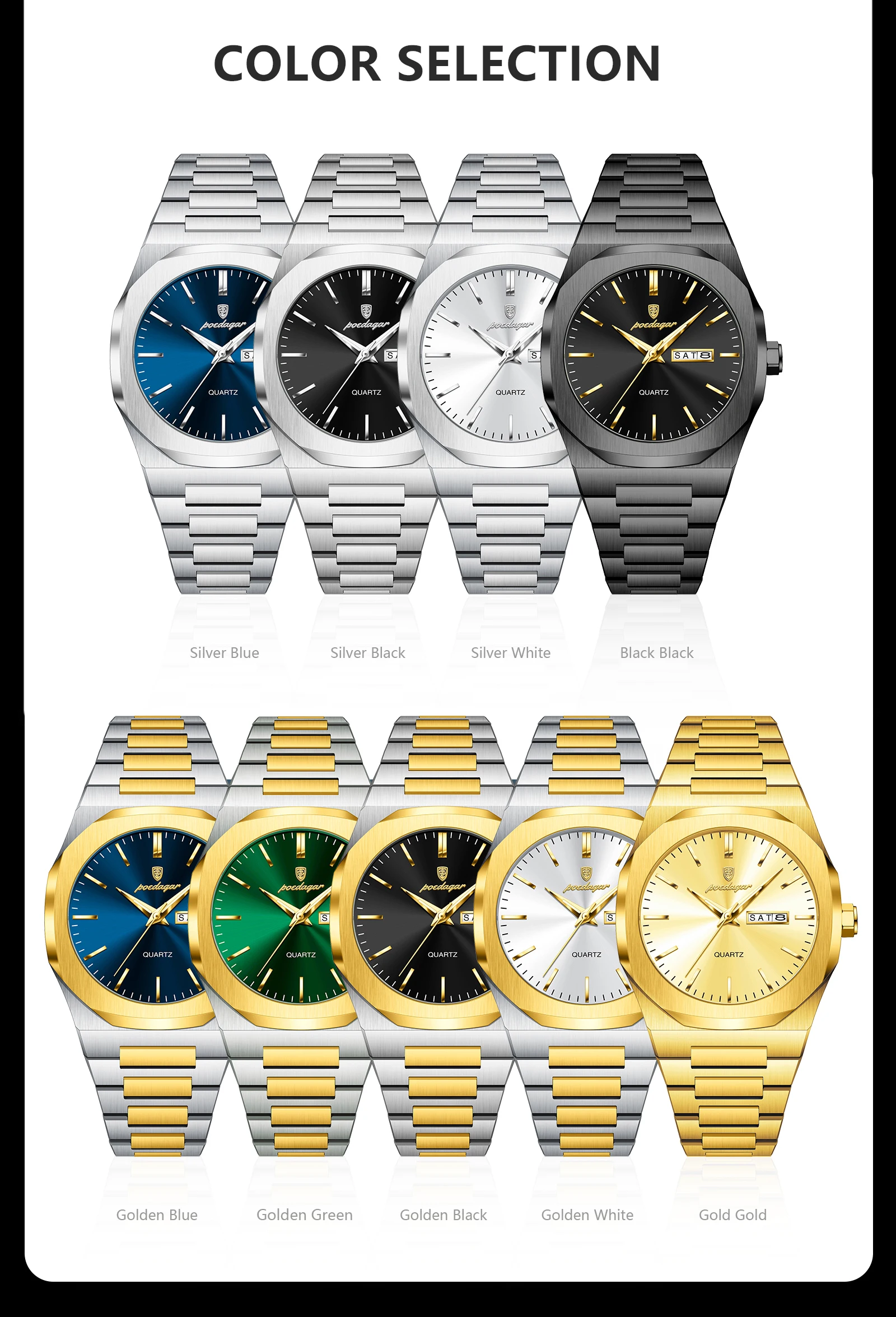 POEDAGAR 825 Quartz Analog Watch information.