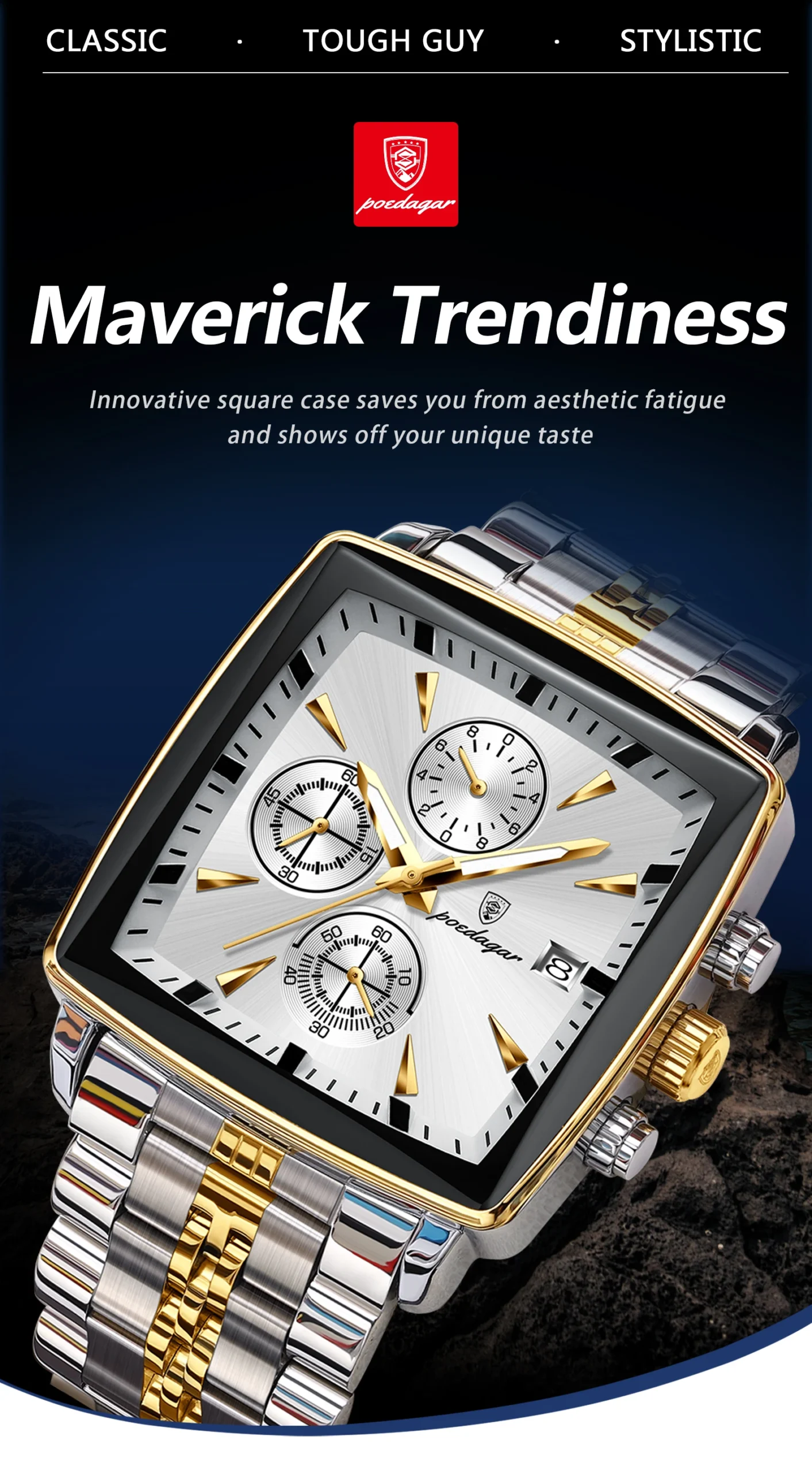 POEDAGAR 866 Quartz Chronograph Watch information.