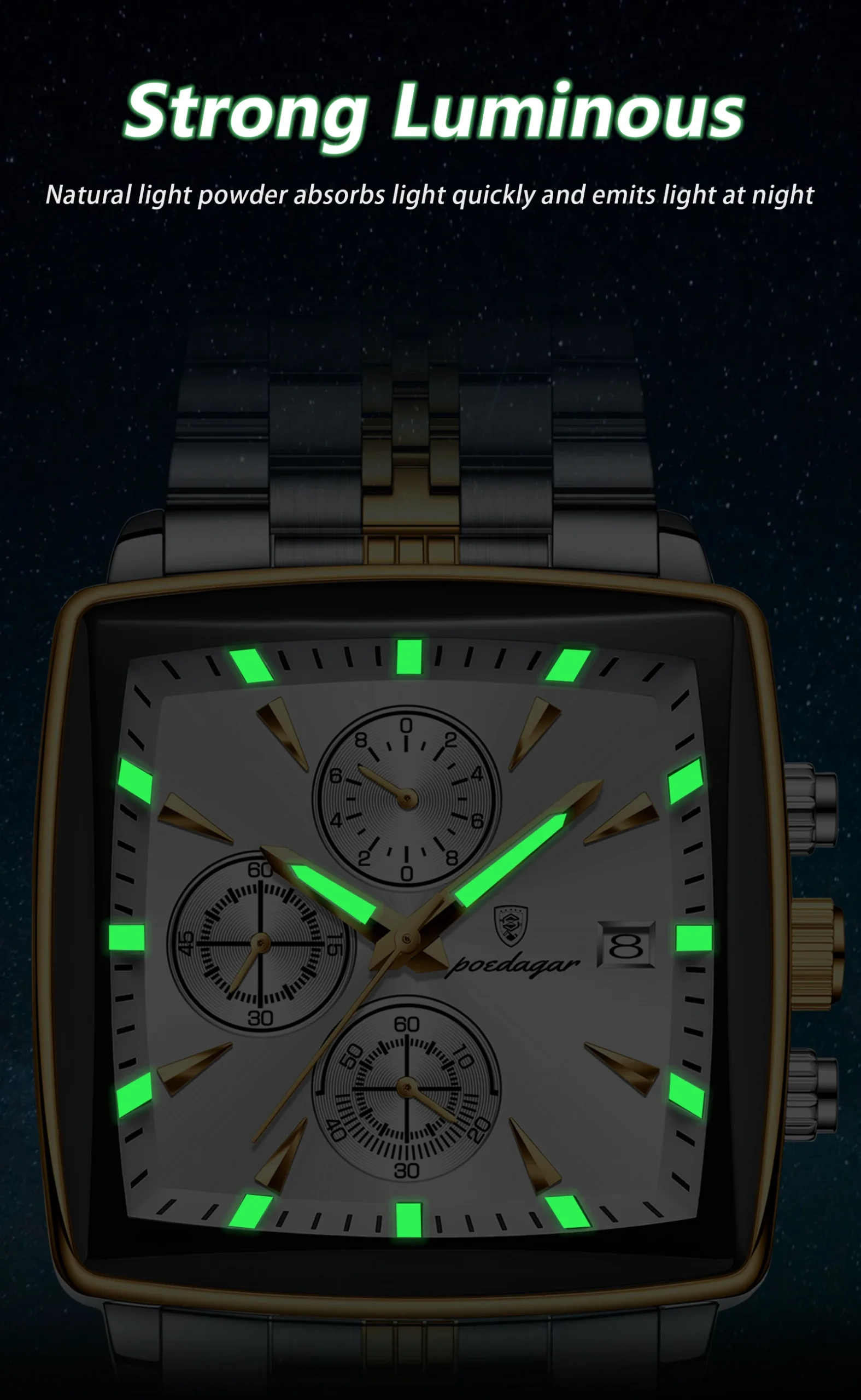 POEDAGAR 866 Quartz Chronograph Watch information.