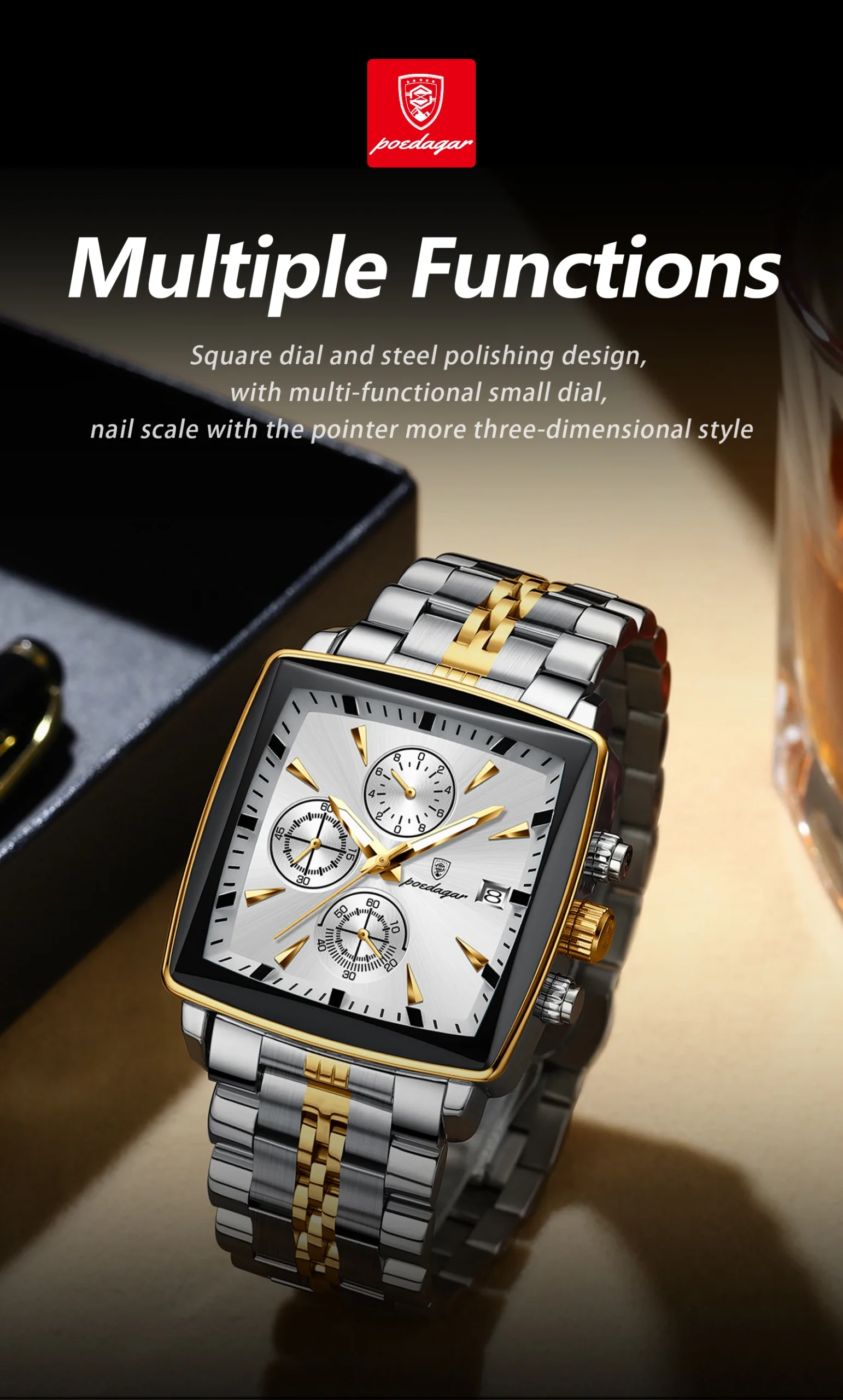 POEDAGAR 866 Quartz Chronograph Watch information.
