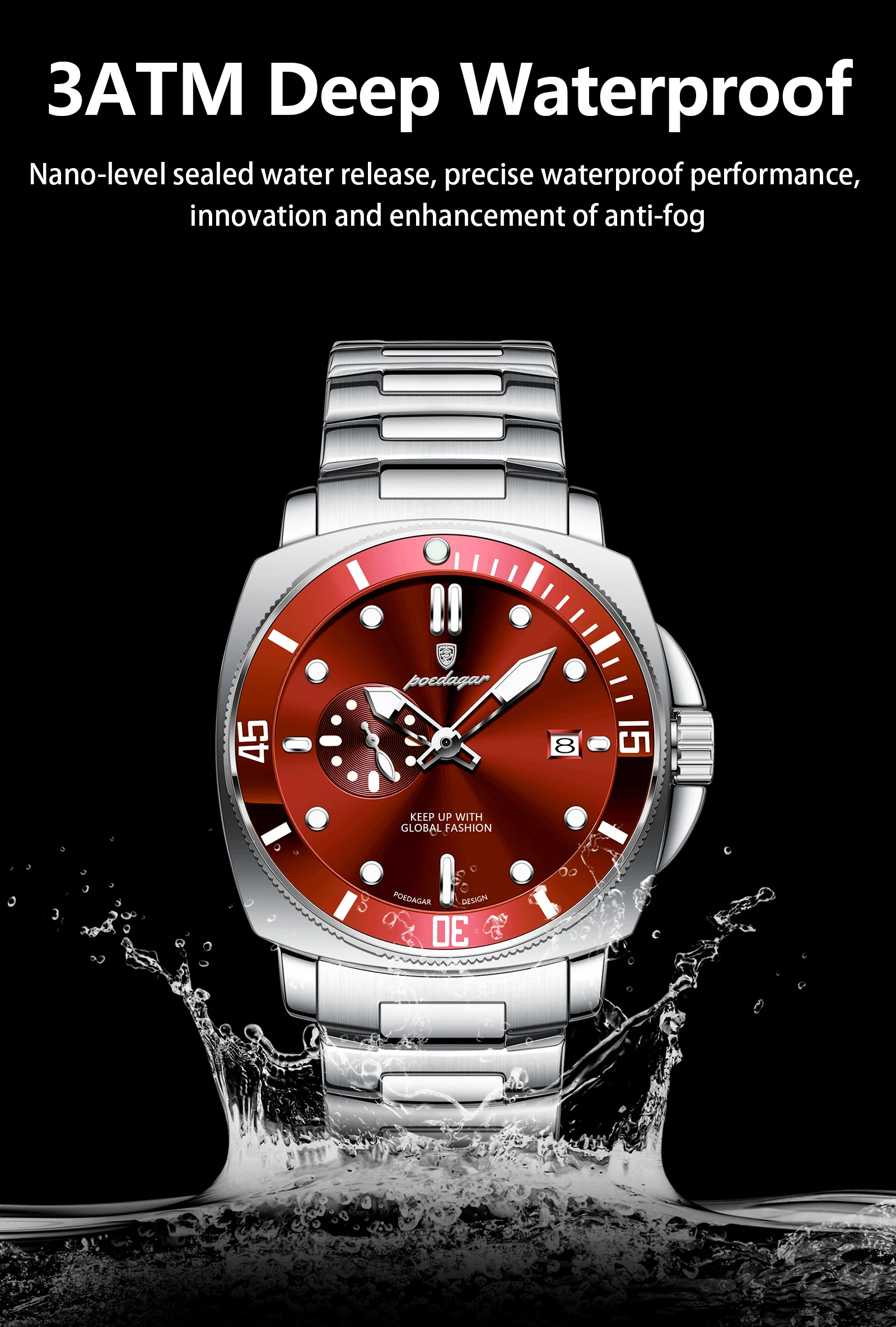 POEDAGAR 873 Quartz Analog Watch information.