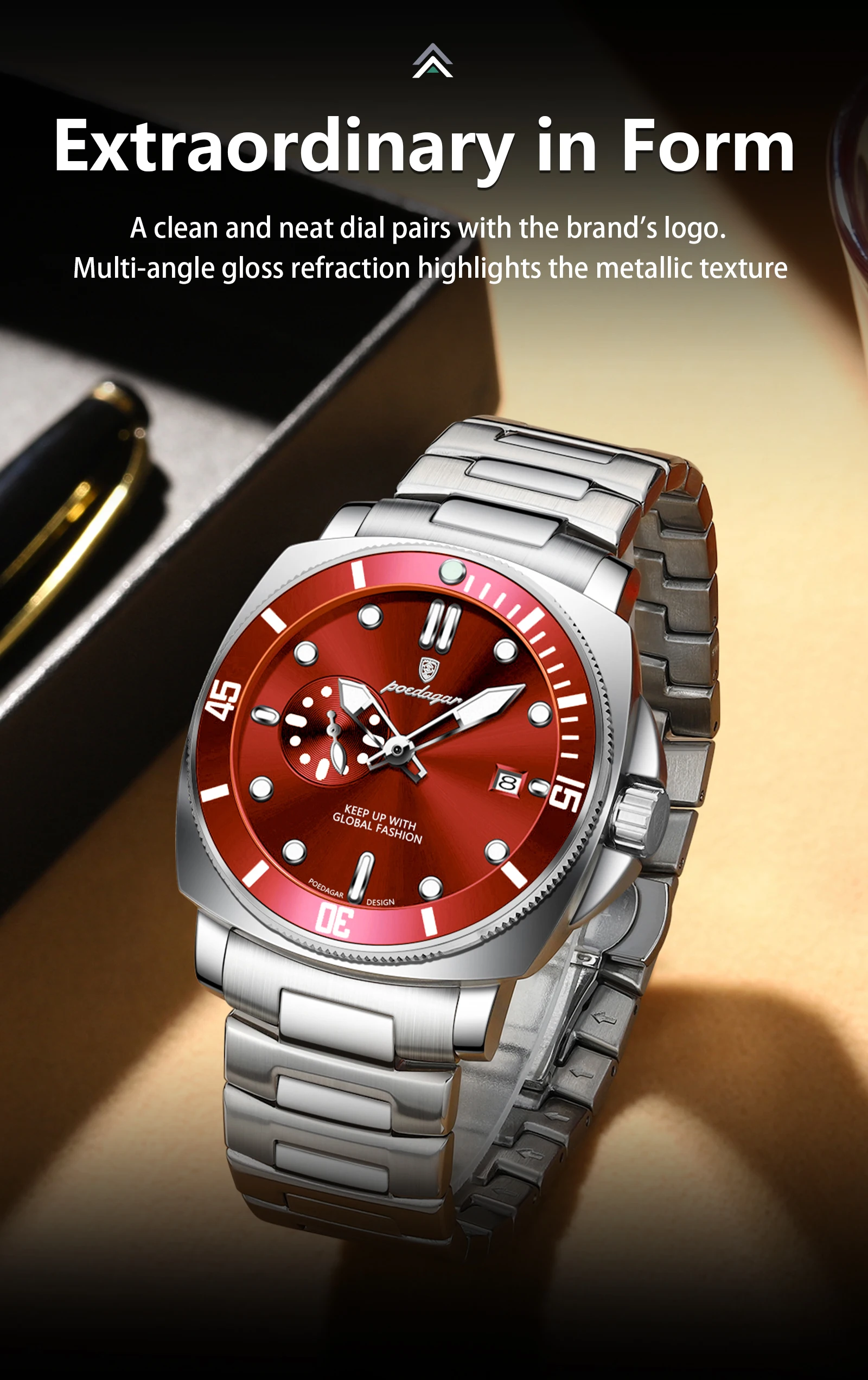 POEDAGAR 873 Quartz Analog Watch information.