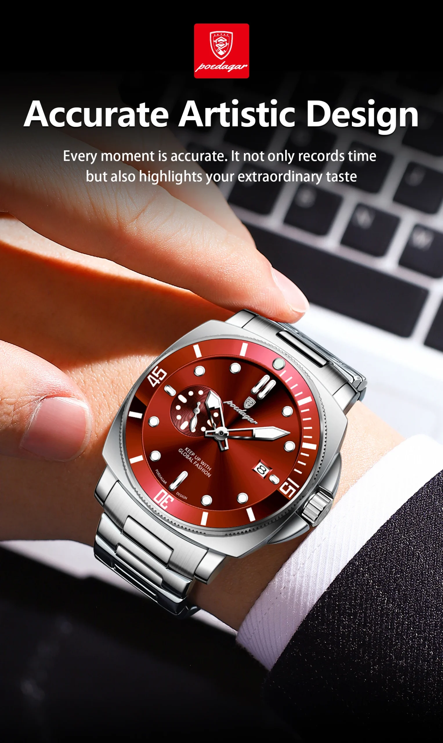 POEDAGAR 873 Quartz Analog Watch information.