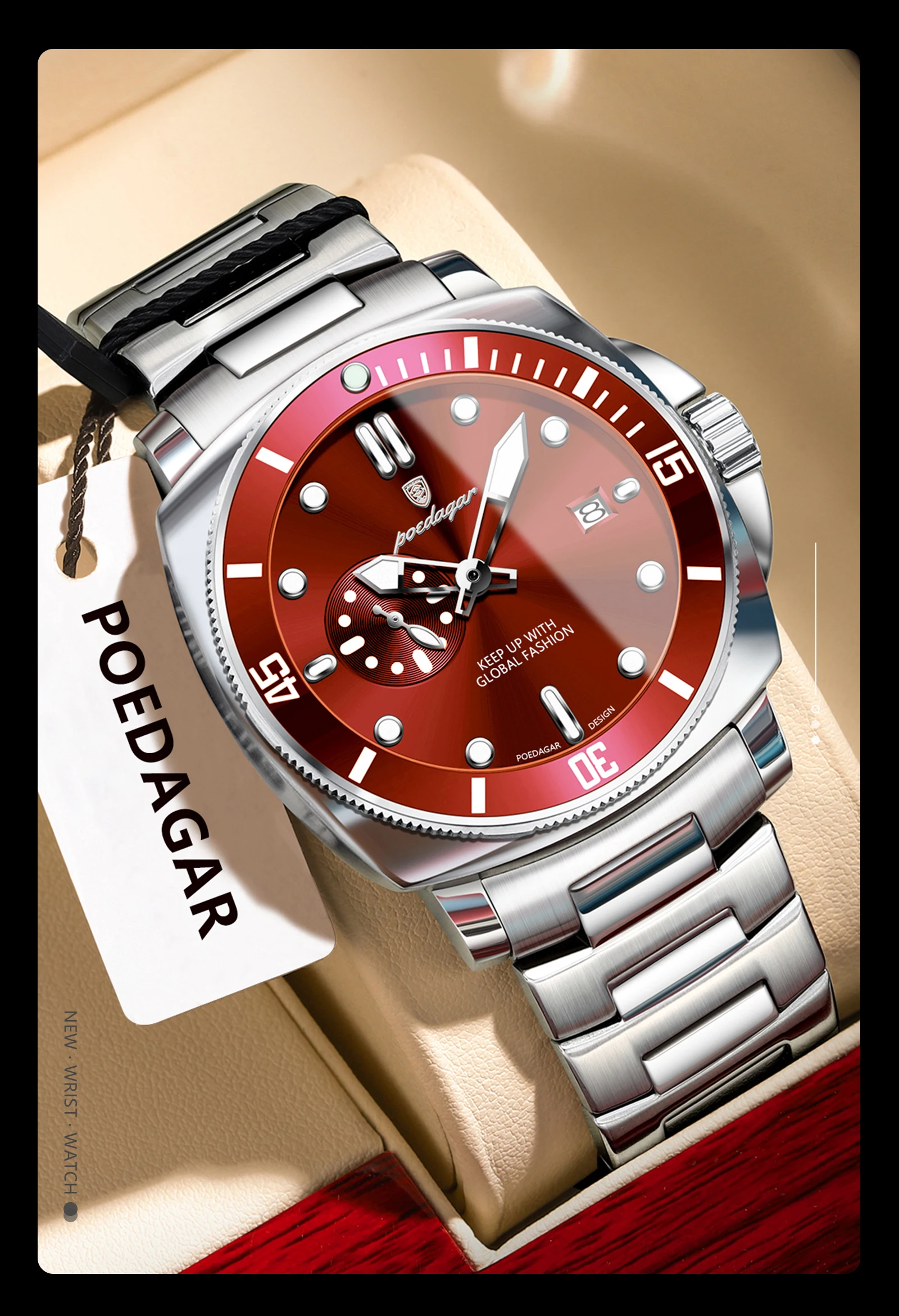 POEDAGAR 873 Quartz Analog Watch information.