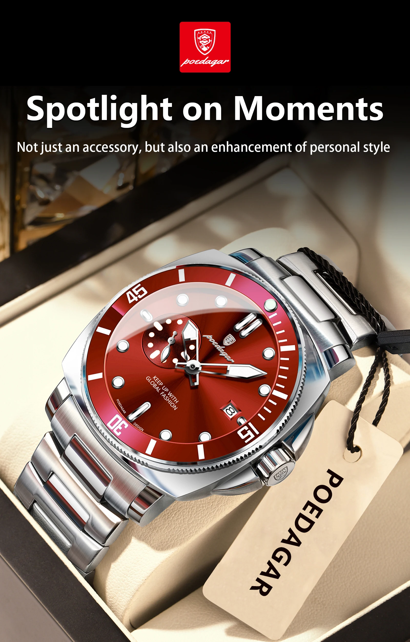 POEDAGAR 873 Quartz Analog Watch information.