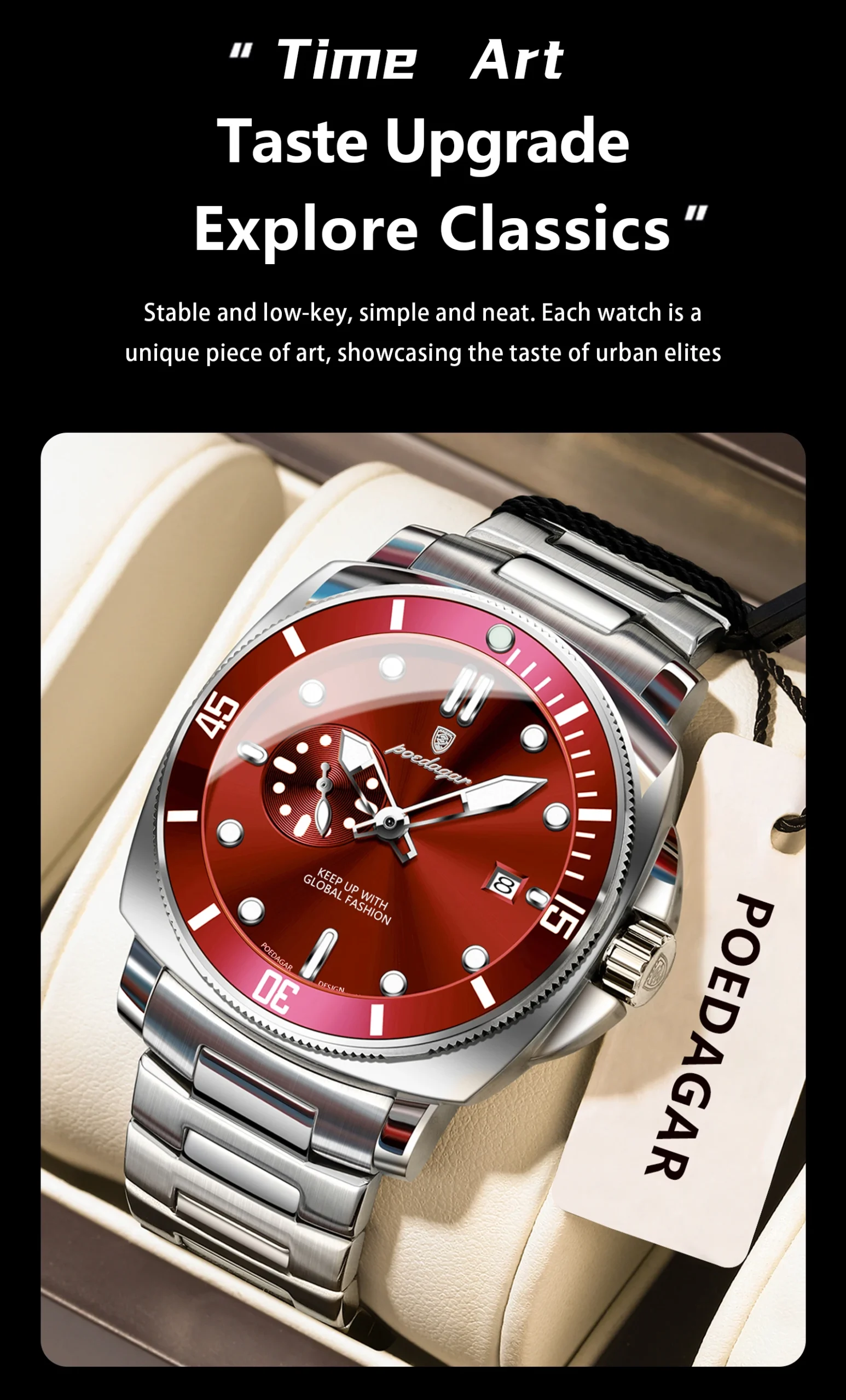 POEDAGAR 873 Quartz Analog Watch information.