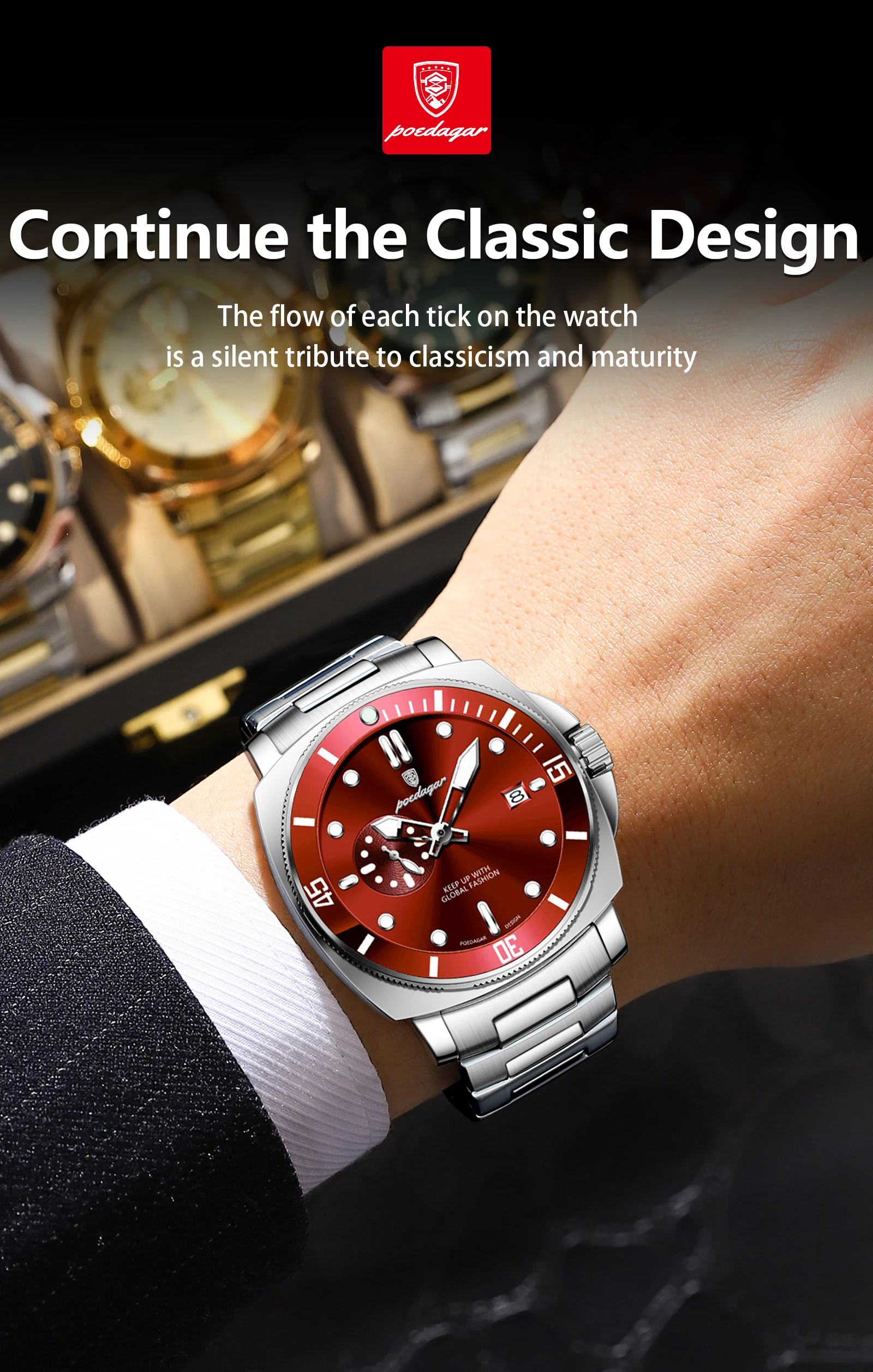 POEDAGAR 873 Quartz Analog Watch information.