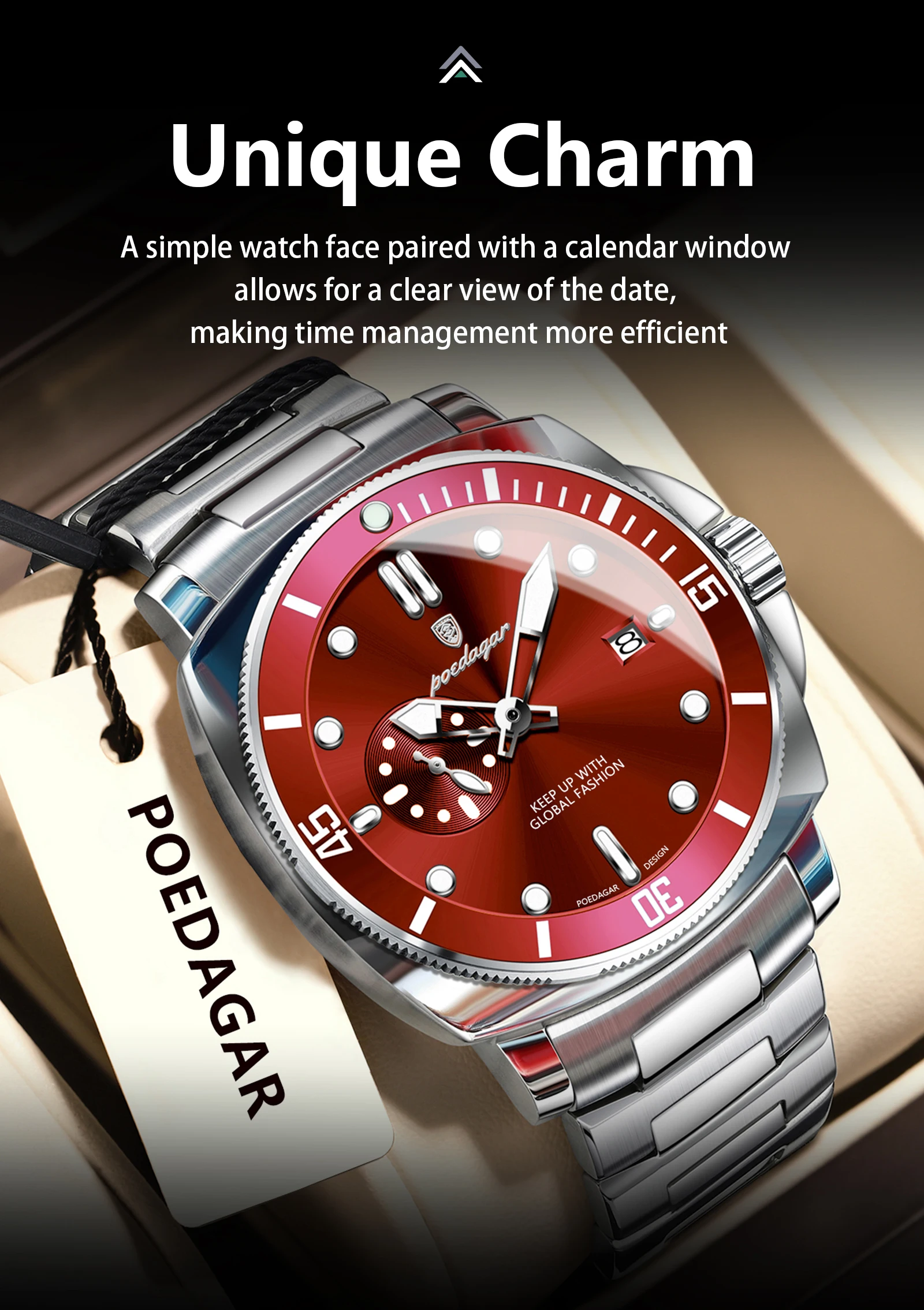 POEDAGAR 873 Quartz Analog Watch information.