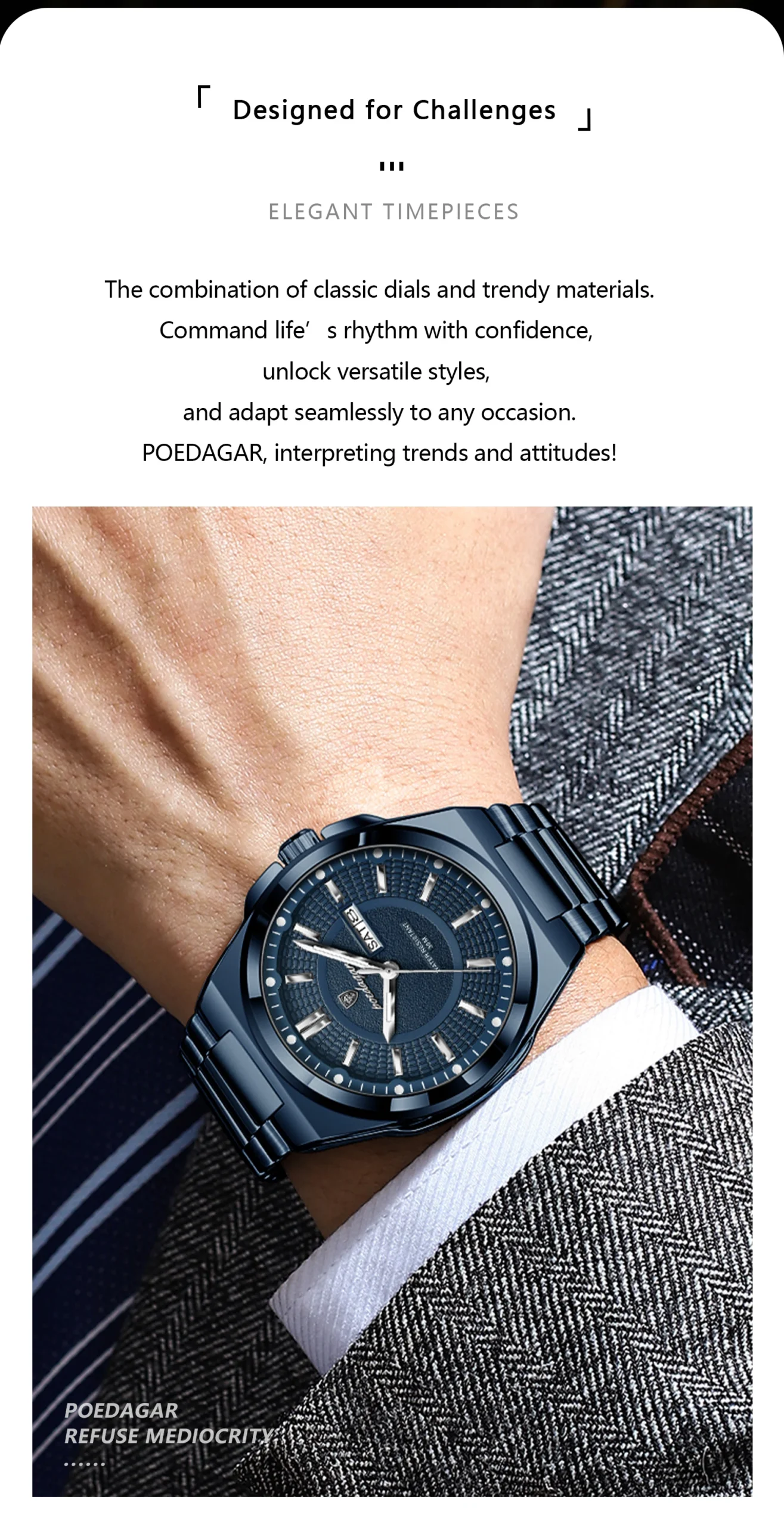 POEDAGAR 896 Quartz Analog Watch information.
