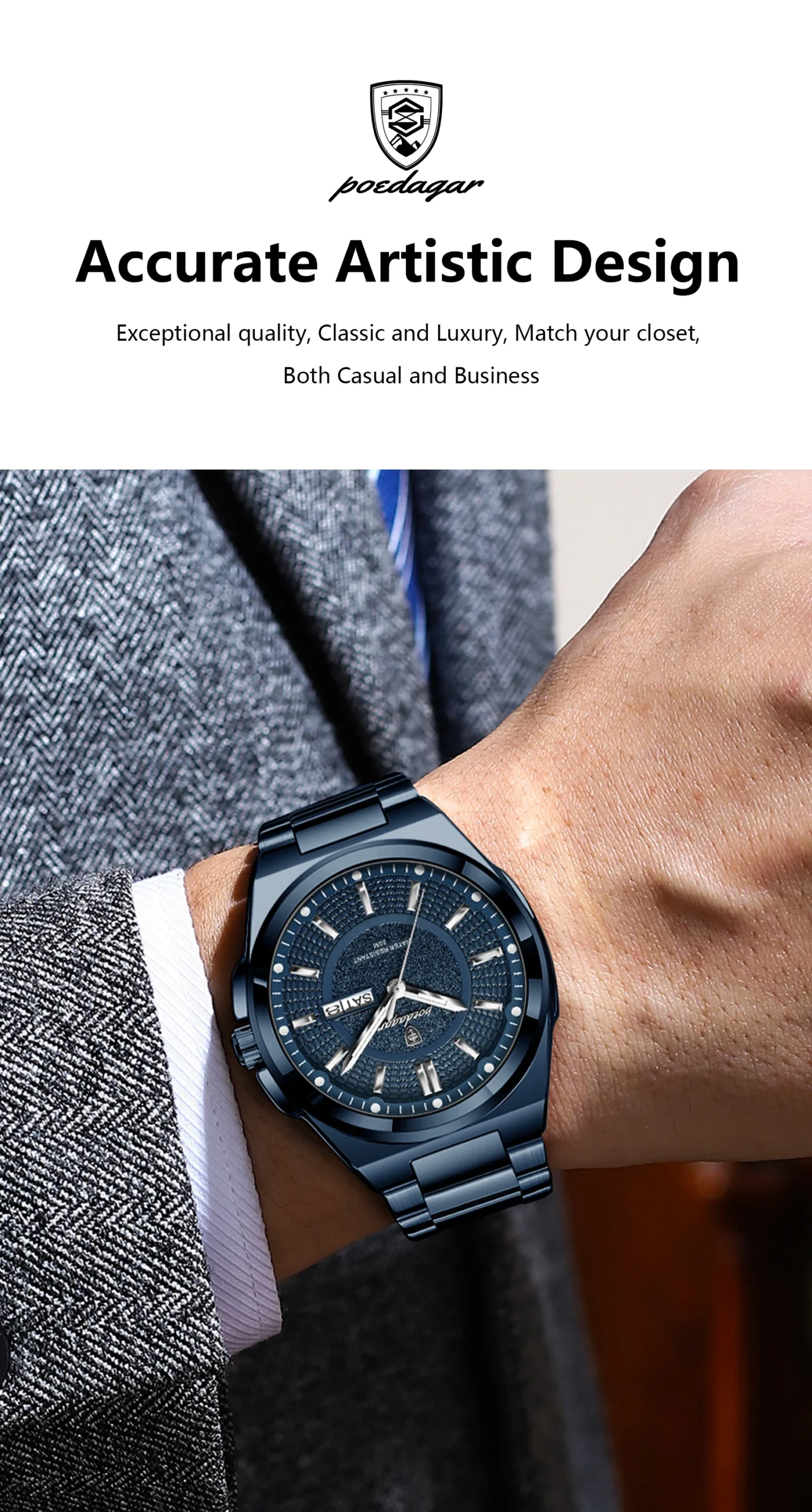 POEDAGAR 896 Quartz Analog Watch information.