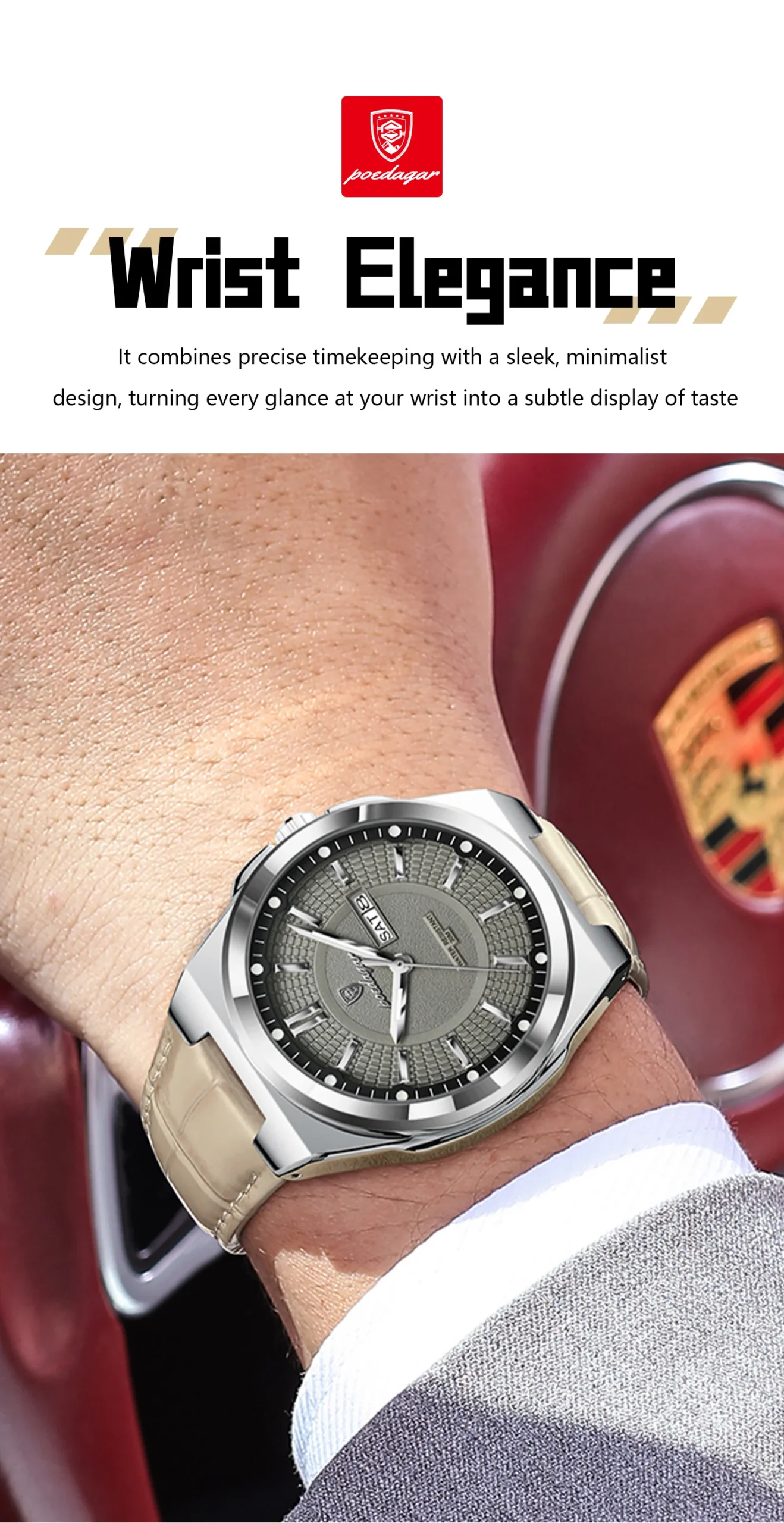 POEDAGAR 896L Quartz Analog Watch information.