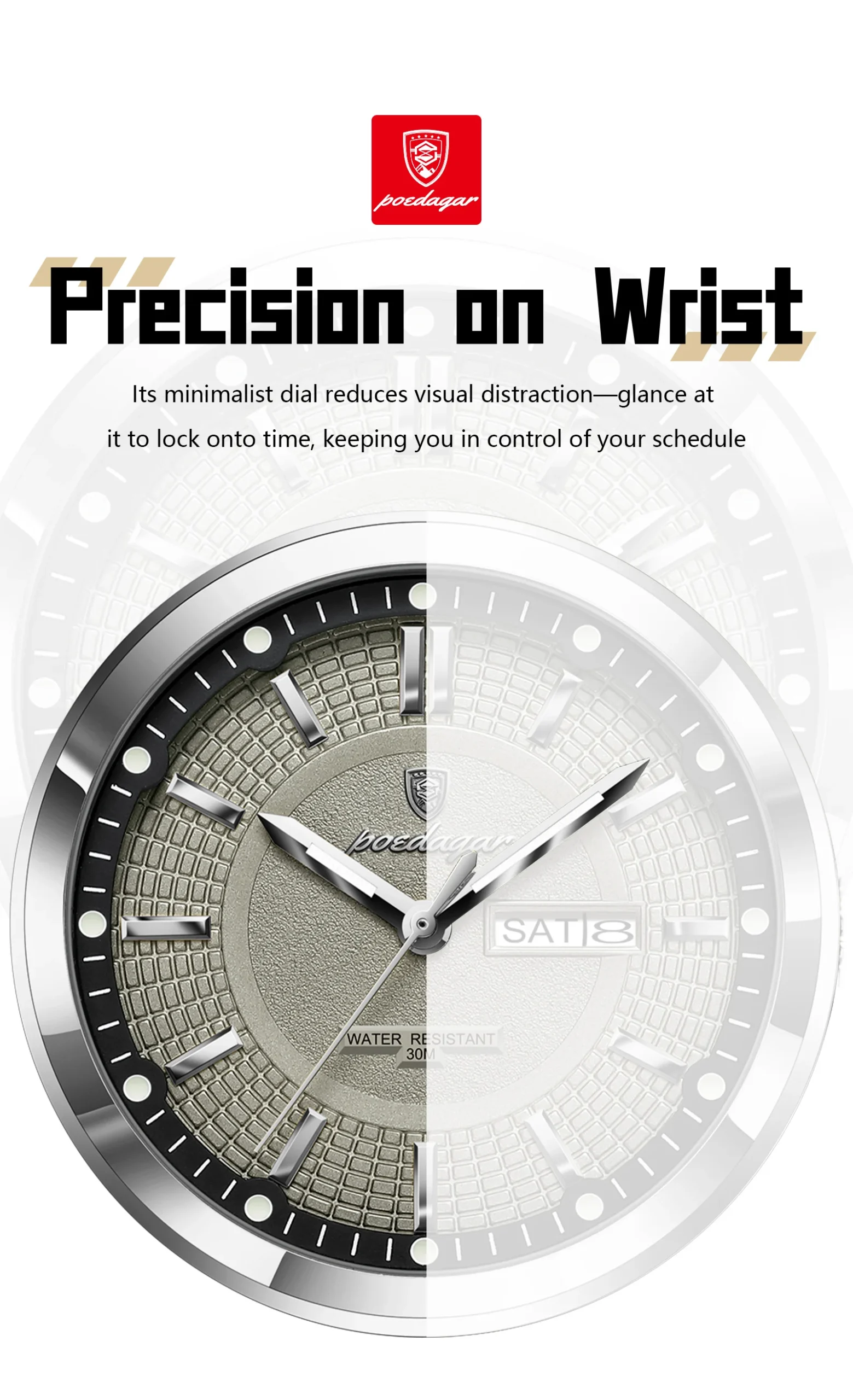 POEDAGAR 896L Quartz Analog Watch information.