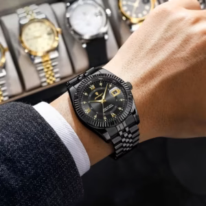 Black POEDAGAR 910 Quartz Analog Watch worn on a person's wrist.