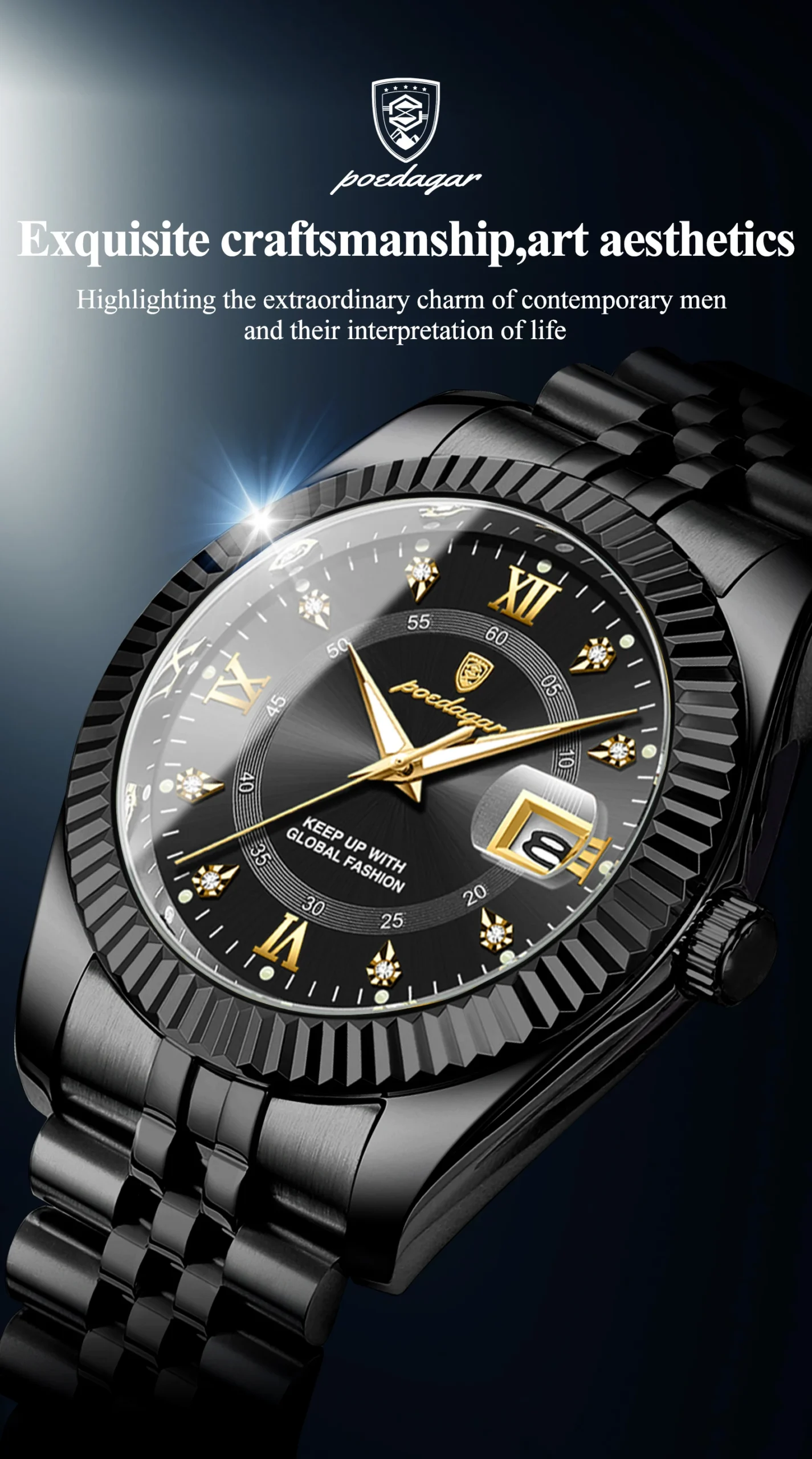 POEDAGAR 910 Quartz Analog Watch information.