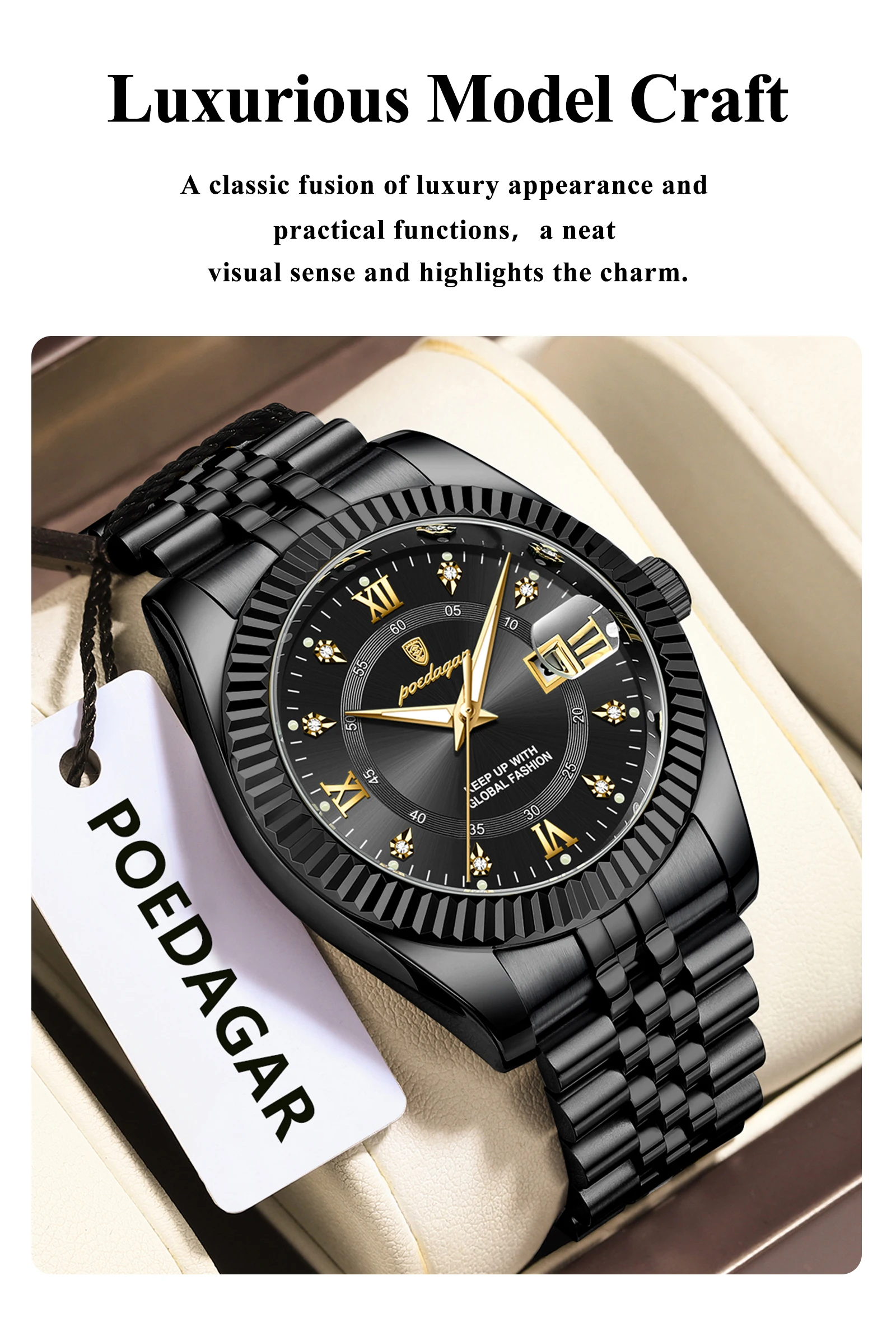 POEDAGAR 910 Quartz Analog Watch information.