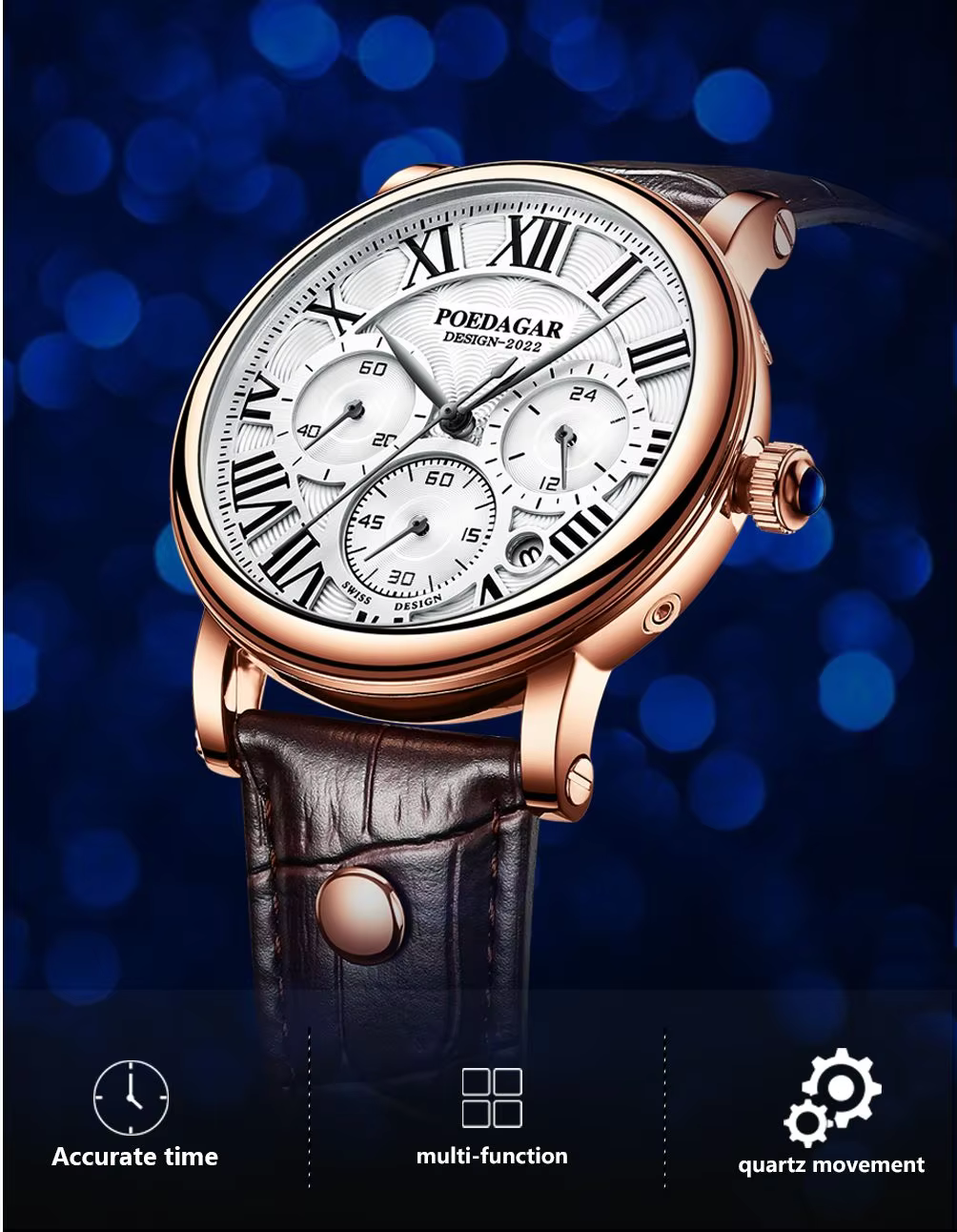 POEDAGAR 986 Quartz Chronograph Watch information.
