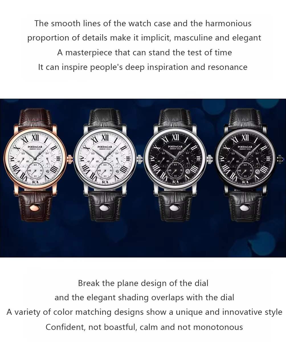 POEDAGAR 986 Quartz Chronograph Watch information.